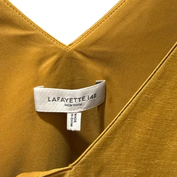 $1998 Lafayette 148 New York Women Yellow Silk Sleeveless A-Line Dress Size 16 - Picture 8 of 12